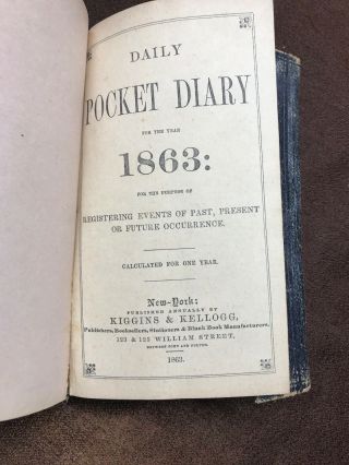 Civil War Hand Written Diary Leather 1863 Kellogg Kiggins Ephemera Book 2