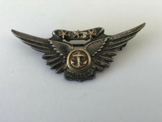 Ww2 Us Navy Air Aircrew Wings Sterling Silver 3 Combat Stars Pin 2 " Meyer