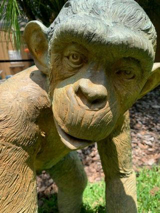 Old Bronze life sized chimpanzee statue. 3