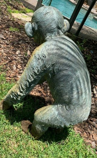 Old Bronze life sized chimpanzee statue. 7