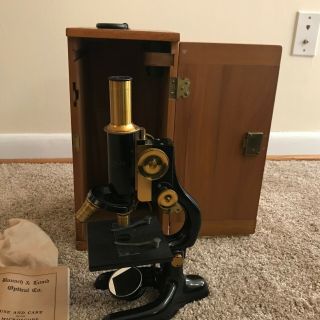 Antique Bausch & Lomb Microscope Pat.  Pend 1915 Black Brass
