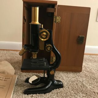 Antique Bausch & Lomb Microscope Pat.  Pend 1915 Black Brass 2