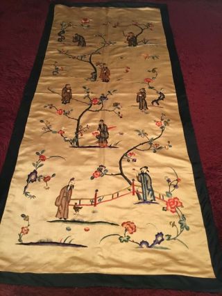 Antique Early 20th C Chinese Republic Embroidered 8 Immortals Embroidery 173 Cm