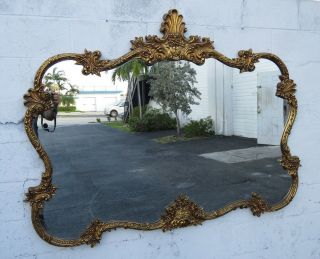 French Large Gold Painted Carved Wall Bathroom Vanity Mirror by Union City 9467A 12
