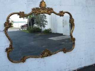 French Large Gold Painted Carved Wall Bathroom Vanity Mirror by Union City 9467A 6