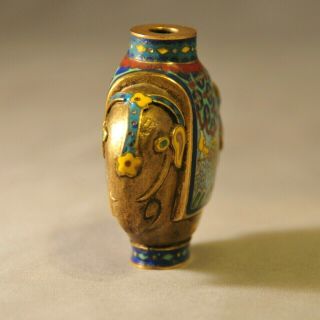 Fine Antique Chinese Cloisonne Enamel Gold Gilt Elephant Snuff Bottle 3