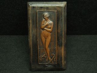 Copper Art Deco Plaque Signed René Gardille (1889 - 1938) Posing Nude Women