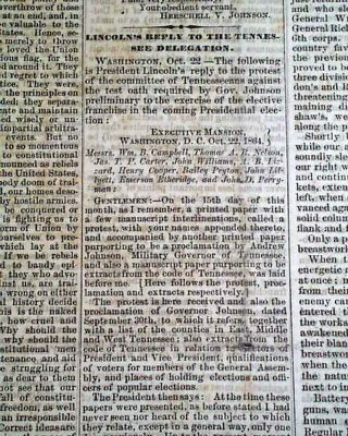 Rare Pro Confederate Columbus Ohio W/ Abraham Lincoln 1864 Civil War Newspaper