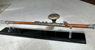 Ching Dynasty Chinese Smoking Pipe,  Unusual With Stand And Papers