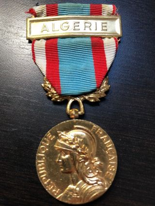 French Military Algeria Algerie Campaign Medal With Bar France Army
