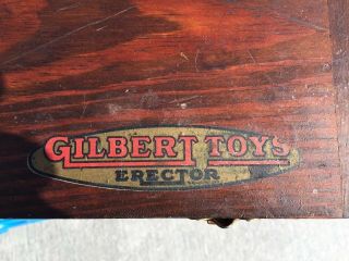 A C Gilbert Erector Set W/ Wood Case And Instructions.  1930’s? 2