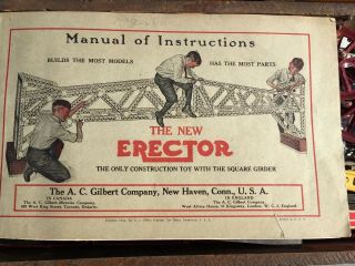 A C Gilbert Erector Set W/ Wood Case And Instructions.  1930’s? 4