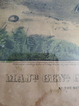 Vintage 1862 Currier & Ives Major Gen.  George Mcellan Color Lithograph 5