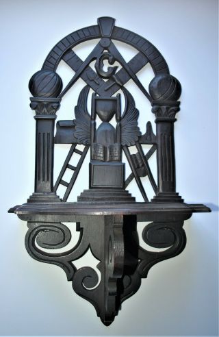 Authentic Carved Masonic Shelf By John Haley Bellamy,  Rare