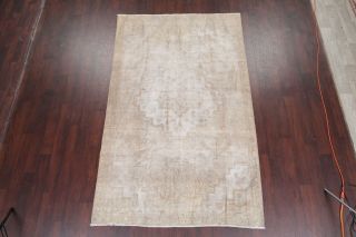 Antique Old EVENLY WORN Geometric Persian Area Rug Distressed Wool 8 ' 8 