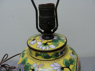19th C.  ANTIQUE CHINESE CLOISONNE ENAMEL ON BRONZE TABLE LAMP,  PHOENIX/FLORALS 5