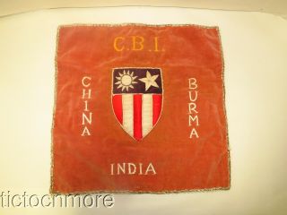 Wwii Theater Made China Burma India Cbi Red/mauve Velvet Pillow Case 16.  5 X 16.  5