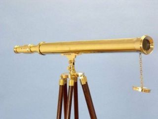 Telescope 39 " Nautical Tripod Golden Finish Brass Harbor Master Floor Standing