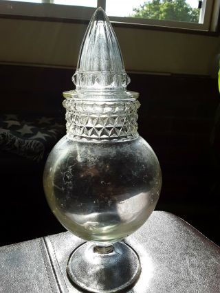 Antique Tiffin Dakota Clear Light Yellow Iridescent Apothecary/candy Jar.