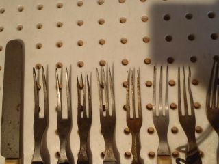 11 Civil War Era 2 3 4 Prong Forks Knife Pewter Inlay Wood Bone 2