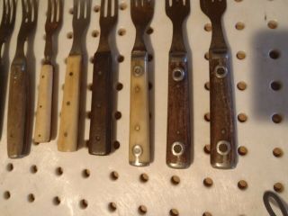 11 Civil War Era 2 3 4 Prong Forks Knife Pewter Inlay Wood Bone 5