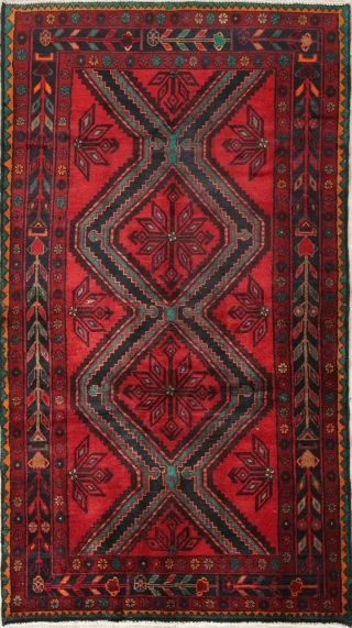 Vintage Geometric Hamedan Persian Oriental Hand - Knotted 7 