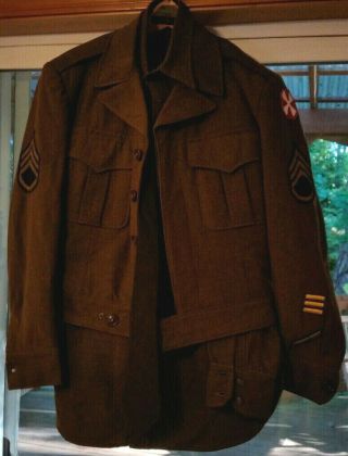 Vintage WWII US Army Wool Jacket WW2 w/ Pants Shirt & Tie 4