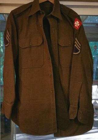 Vintage WWII US Army Wool Jacket WW2 w/ Pants Shirt & Tie 9