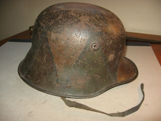 World War One M16 German Combat Helmet With Faded Camouflage Paint 2