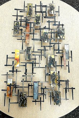 Amazinf Brutalist Nail Art Wall Sculpture Signed Berger