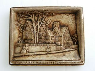 Antique Sarah Symonds Salem Witch City House Of Seven Gables Plaster Wall Plaque