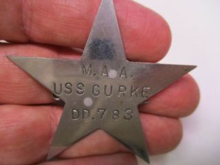 Obsolete United States Navy Master At Arms Badge For U.  S.  S.  Gurke Dd.  783