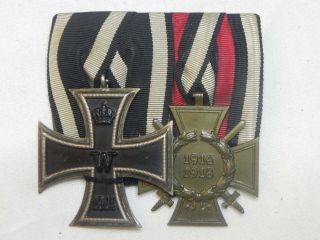 German Wwi Iron Cross And World Glory Cross W/swords 1914/1918