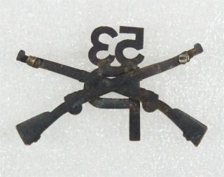 Army Collar Pin: 53rd Pioneer Infantry Officer - WWI era,  dark bronze 2