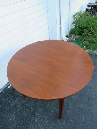 Danish Teak Wood Mid Century Modern Round Wood Dining Table 9543 10