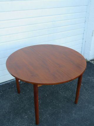 Danish Teak Wood Mid Century Modern Round Wood Dining Table 9543 2