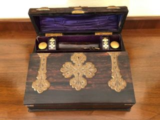 19th Century Howard & Co.  Ny Coromandel Brass & Satin Wood Lap Writing Desk