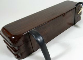 Vtg Headboard Reading Lamp Light Atomic Wood Look Metal Shade MCM Mid Century 4