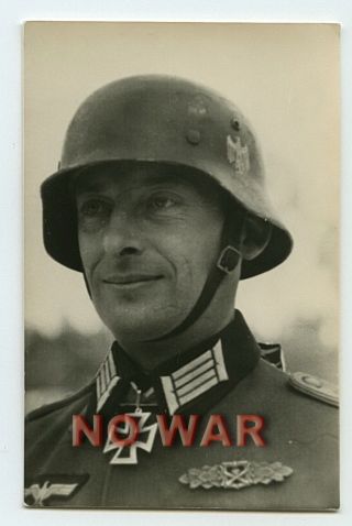 Wwii German Photo Hauptmann Erich Plettner Knight Cross Holder Portrait