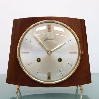 Haid Hermle German Vintage Mantel Clock High Gloss 1968 Serviced 3 Bar Chime