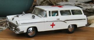 Vintage Tin Friction Bandai 1956 Ford 2 - Dr Ambulance (12 Inch - 30 Cm)
