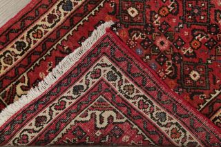 Remarkable Geometric Red Hamedan Vintage Handmade Oriental Runner Rug Wool 2x6 10