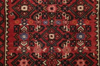 Remarkable Geometric Red Hamedan Vintage Handmade Oriental Runner Rug Wool 2x6 12