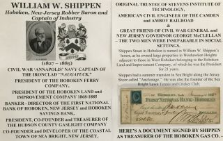 Civil War Navy Ironclad Capt Founder Sea Bright Nj Hoboken Ferry Document Signed