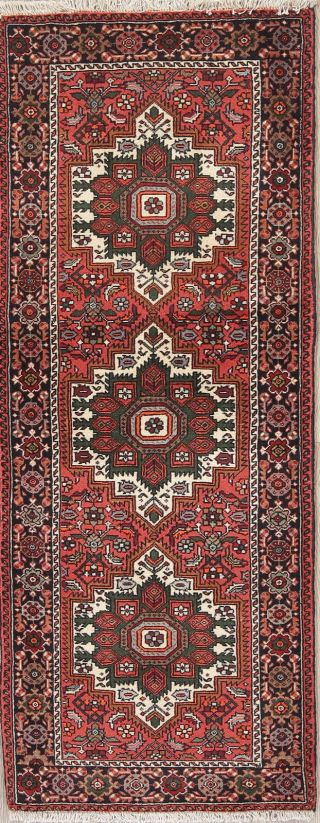 Bidjar Persian 2x5 Wool Hand - Knotted Geometric One - Of - A - Kind Oriental Runner Rug