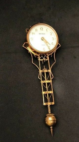 Vintage Meiko Eight Day Wind Up Brass Clock Swinger Repair No Statue