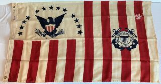 WW2 UNITED STATES COAST GUARD 21/2x4FT Bunting Wool ANNIN Ensign Flag 3