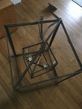 holly hunt cubic lantern chandelier bronze glass geometric Liaigre 3