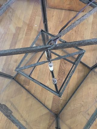 holly hunt cubic lantern chandelier bronze glass geometric Liaigre 4