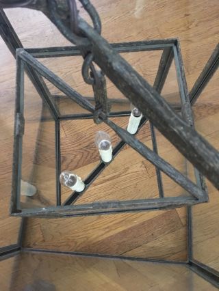 holly hunt cubic lantern chandelier bronze glass geometric Liaigre 5